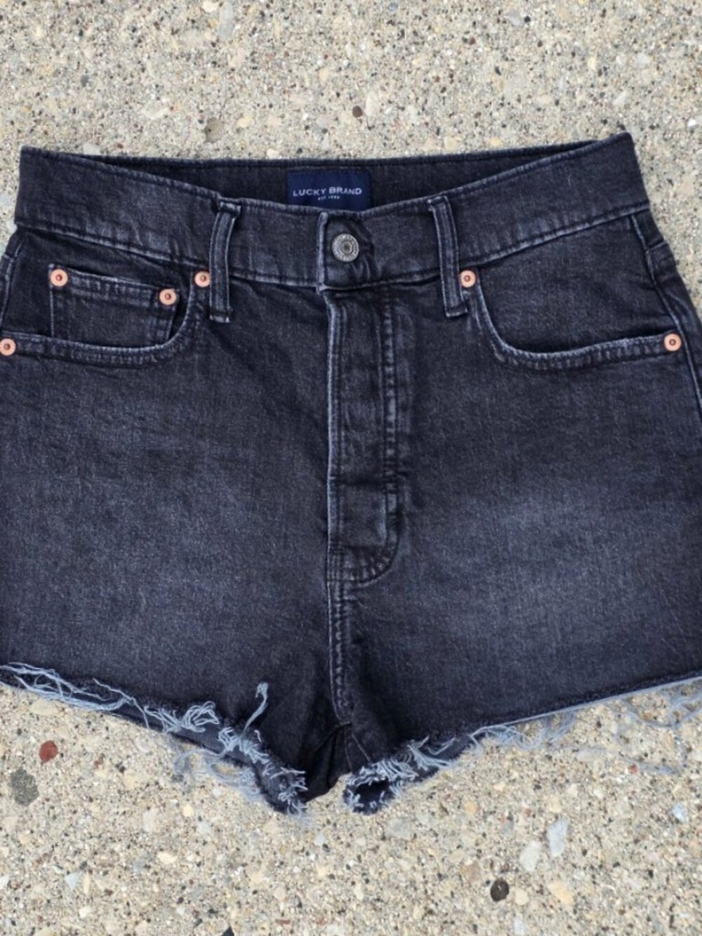 Lucky Brand High Rise Mom Black Denim Cutoff Shorts 4/27